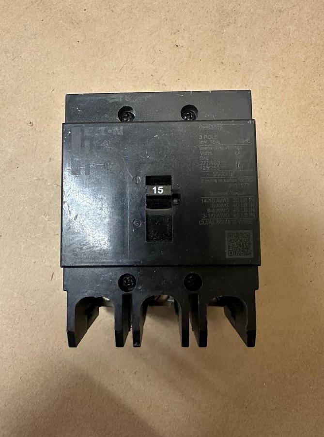 Used Eaton GHB3015 15A 3 Pole Circuit Breaker