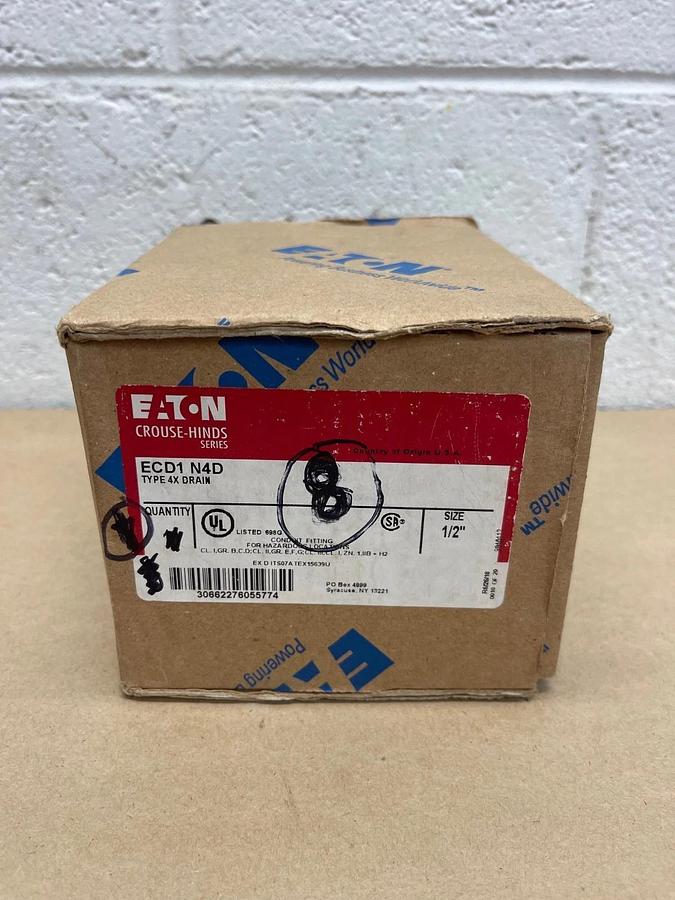 New - open box Eaton Crouse Hinds ECD1 N4D Type 4X Drain - Qty of 8 *NEW*