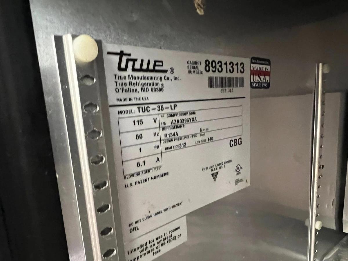 Used True Manufacturing Co. TUC-36-LP 2-Door Undercounter Fridge