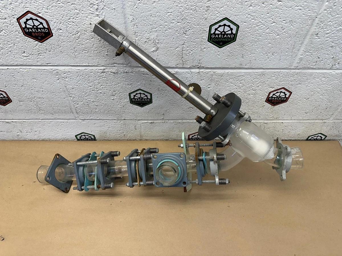 Used Pyrex/Bimba 1-1/2” Glass Diverter Valve w/ QVF548CORNING