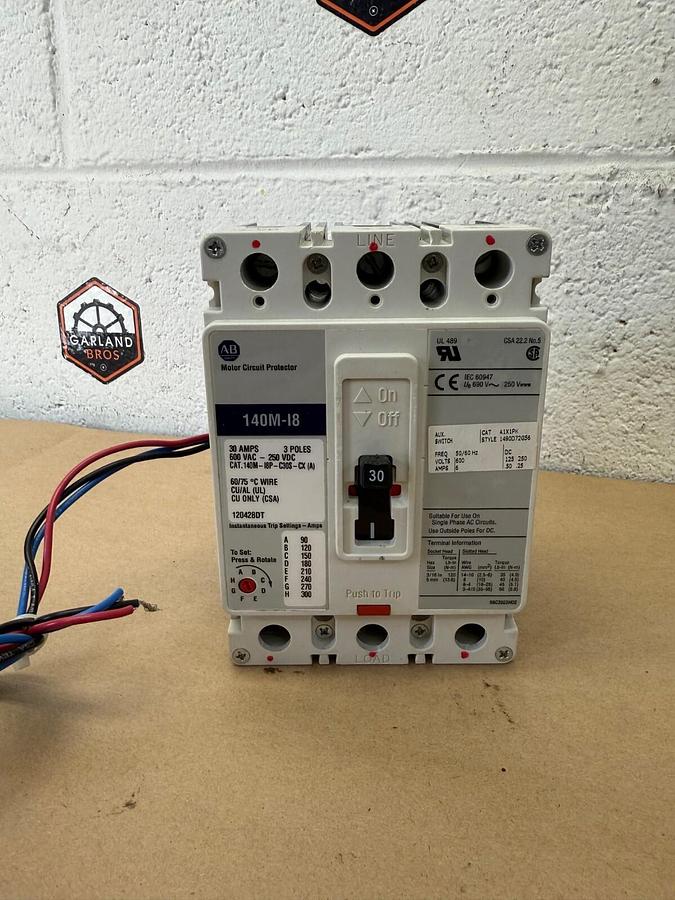 Used Allen-Bradley 140M-I8P-C30S-CX Motor Circuit Protector, Ser A, 140M-I8, 30A