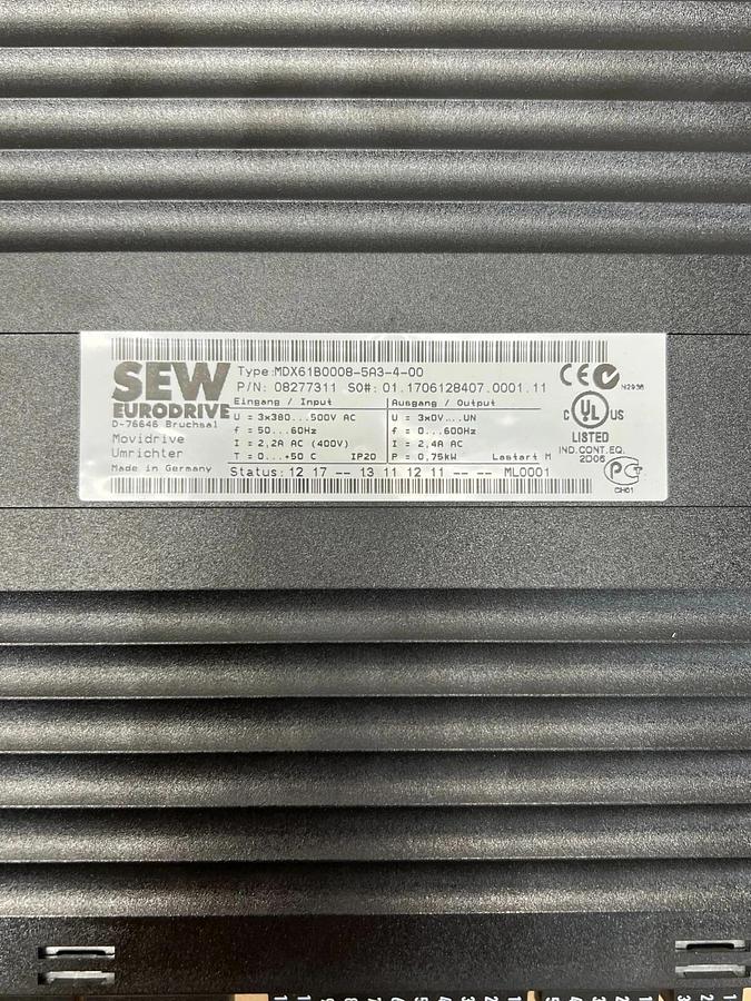 Used SEW Eurodrive MDX61B0008-5A3-4-00 Movidrive (Missing Plastic Cover)