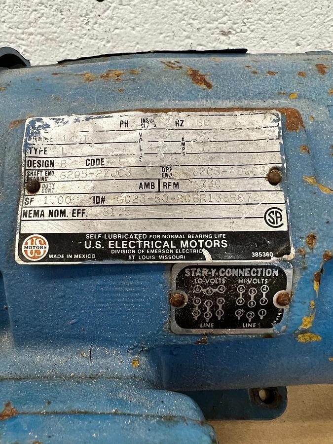 Used Underwriters Laboratories INC. 6023-50-R08R138R072M Electric Motor Type L