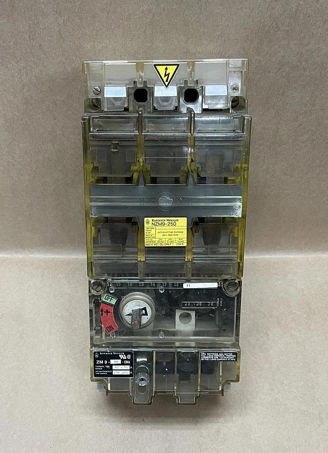 Used Klocker-Moeller NZM9-250 600VAC, 250A Circuit Breaker w/ ZM9-160-CNA Trip Unit