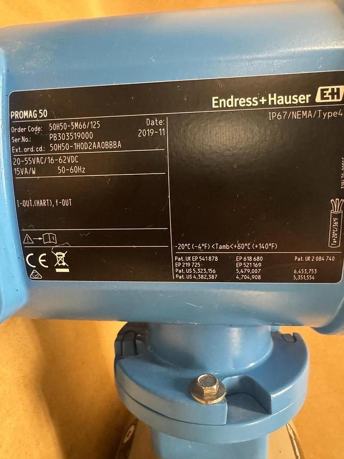 Used Endress + Hauser PROMAG 50 + PROMAG H 50H50-5X36/0 Electromagnetic Flowmeter 2"