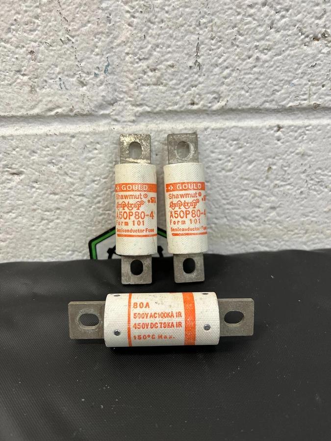 Used Gould A50P80-4 80A Fuse - Lot of 3