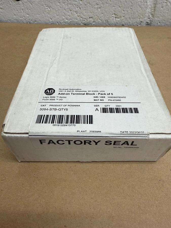 Used Allen-Bradley 5094-STB-QTY5 Series A, Add-on Terminal Block, Pack of 5