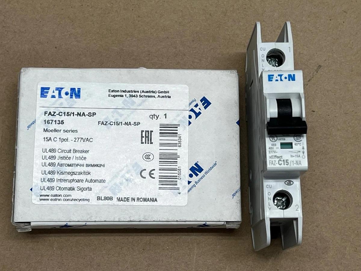 Used Eaton FAZ-C15/1-NA-SP Circuit Breaker 15A, 1 Pole 277VAC