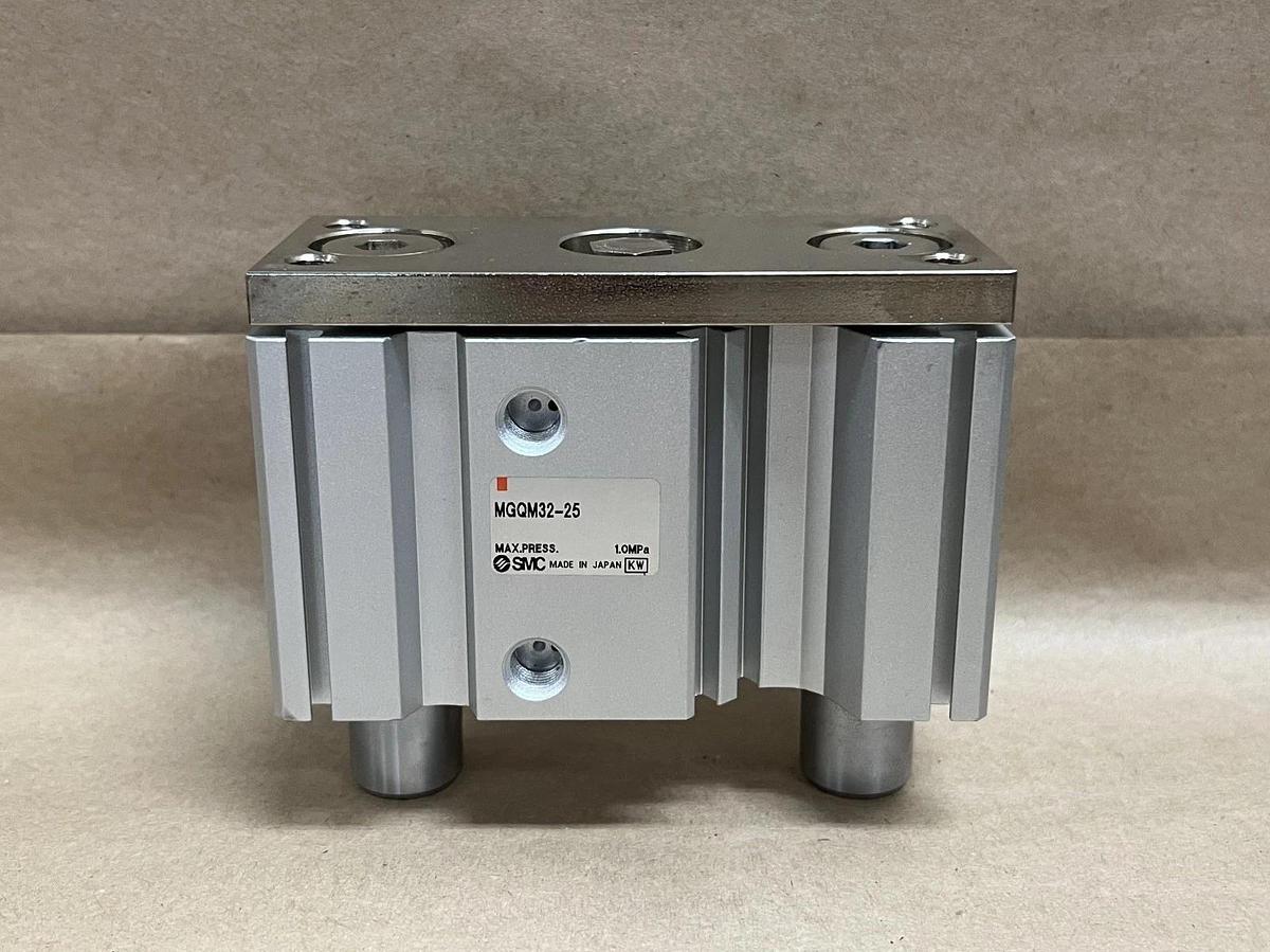 Used SMC MGQM32-25 MGQ Guided Cylinder w/ Stroke Guide