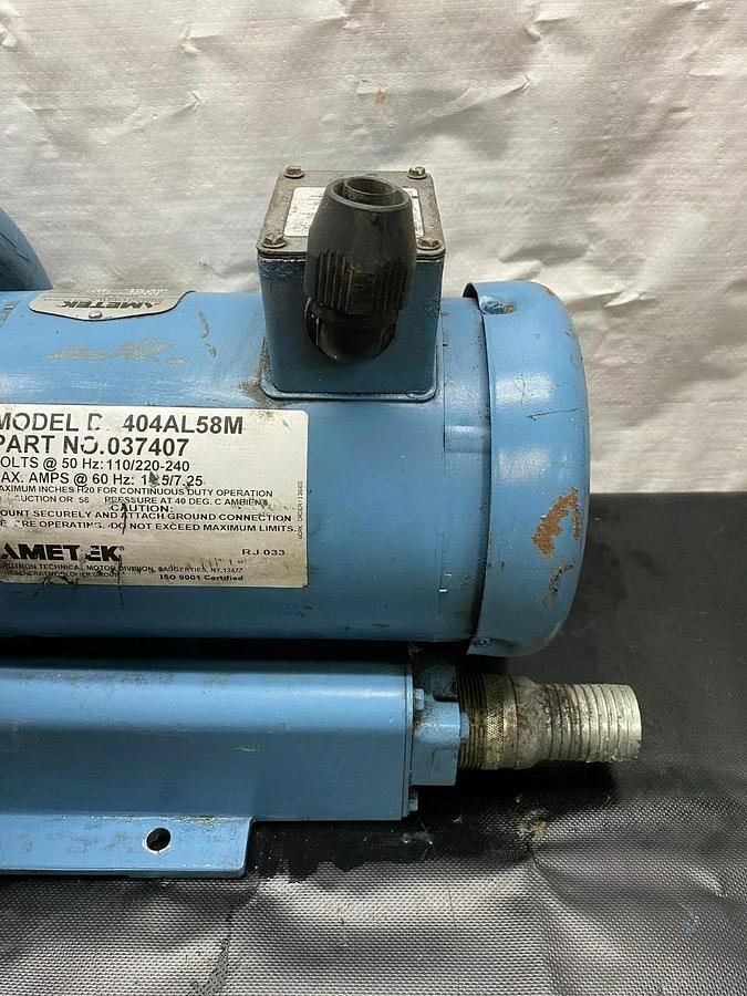 Used Ametek DR404AL58M Regenerative Blower, Single Phase, 1 HP Motor