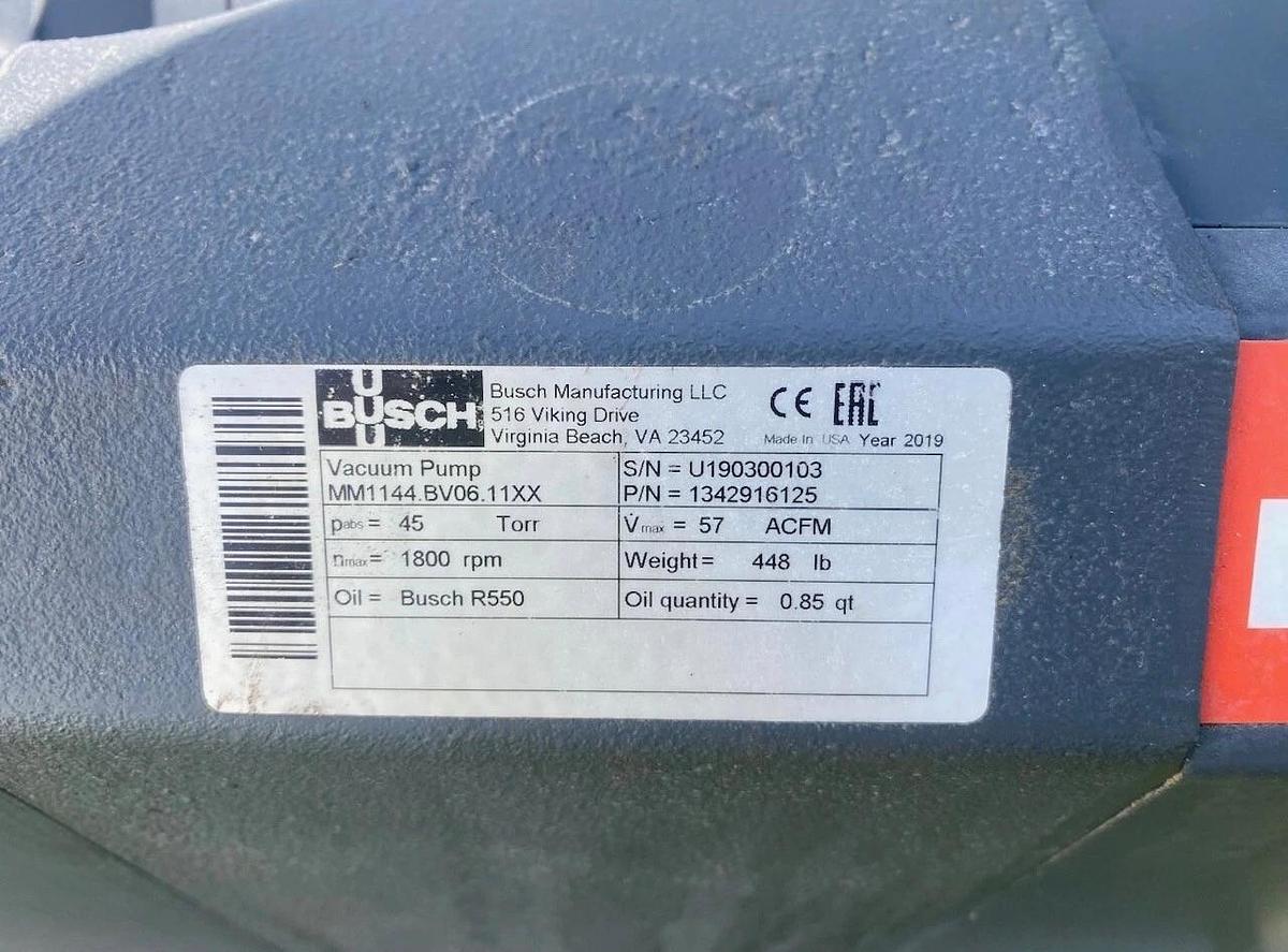Used Busch Mink MM 1144 B V06 11XX Dry Claw Vacuum Pump, 3HP Baldor SuperE Motor