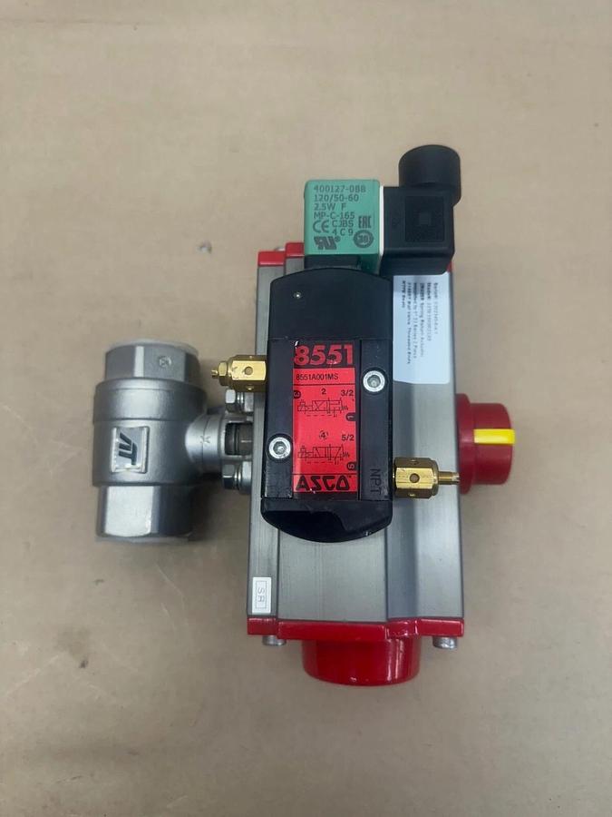 Used Triac 22TX1002R2SXX Pneumatic Double Acting Actuator, 316SS Ball Valve
