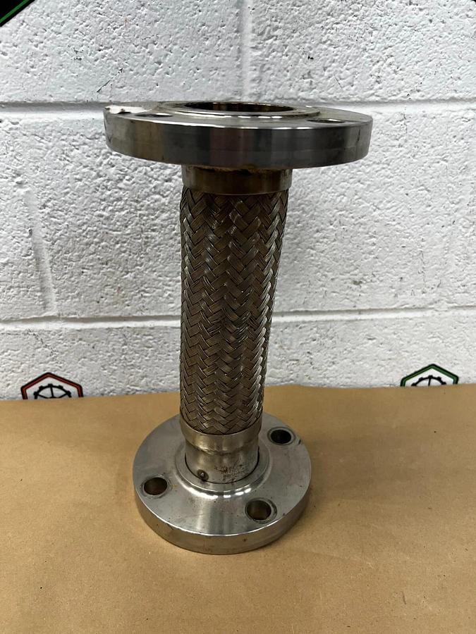 Used Viraj SA182 Stainless Steel Pipe Flange, 2.5” x 6” w/ 7” SS Braided Hose