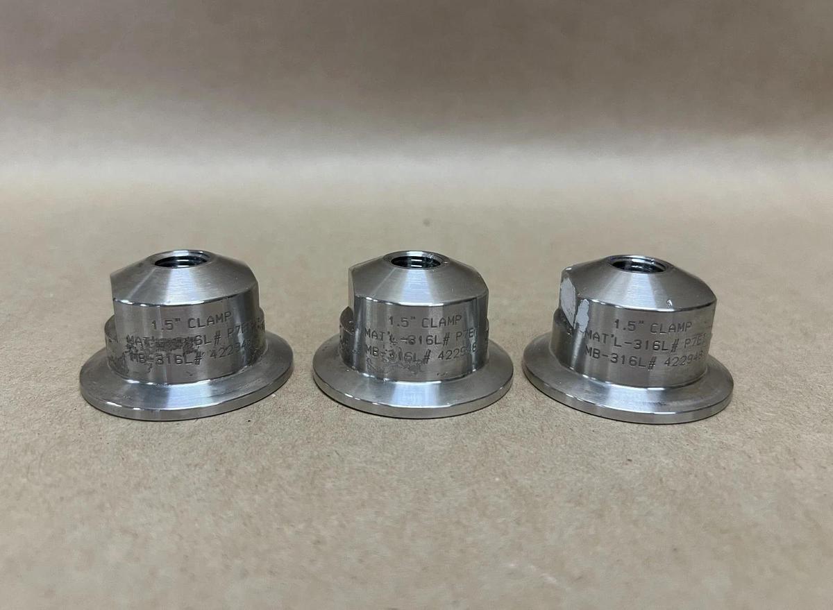Used 1.5", 316L, Tri-Clamp Solid End Cap - Lot of 3