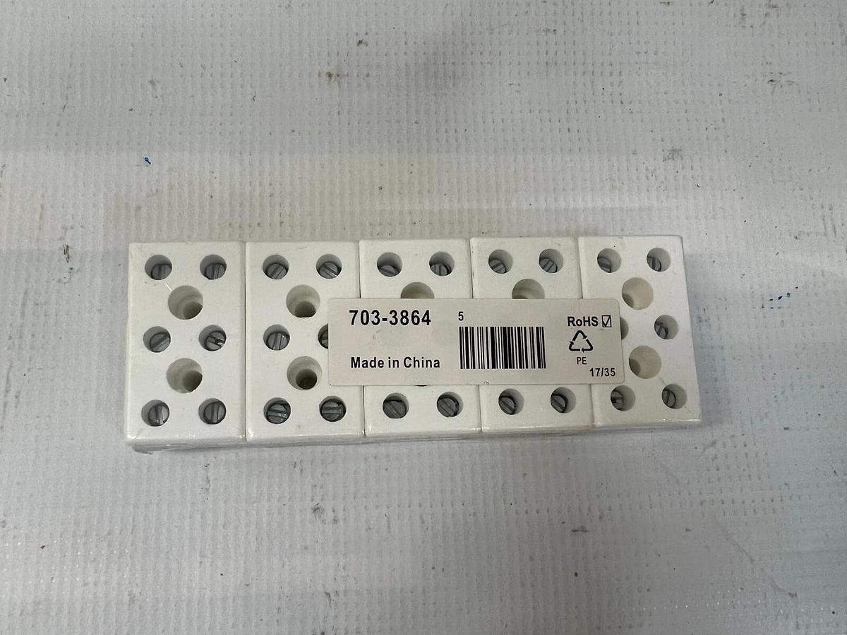 Used RS Pro 7033864 Terminal Block Pluggable 3 position 6AWG Ceramic White Lot of 5