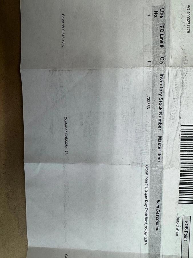 Used Global Industrial 732353 Super Duty Trash Bags 35” x 28” x 70”, 95 Gallon, Clear