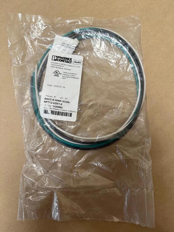Used Phoenix Contact SACC-E-MINF-3CON-NPT12-U20/1,0 Flush-Type Connector *NEW*
