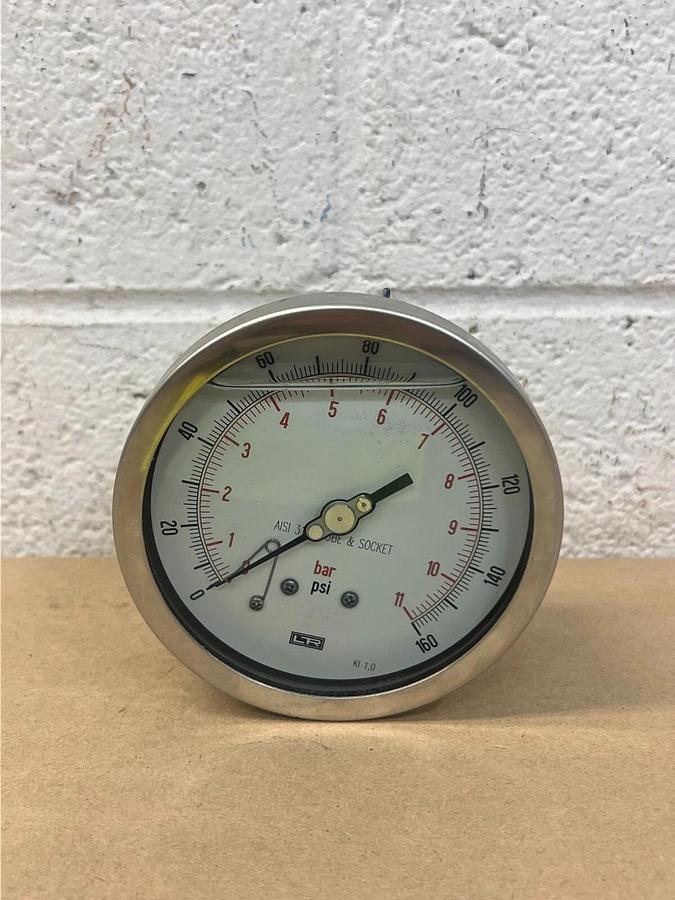 Used Pressure Gauge 0-160 PSI 0-11 Bar AISI 316L Tube & Socket