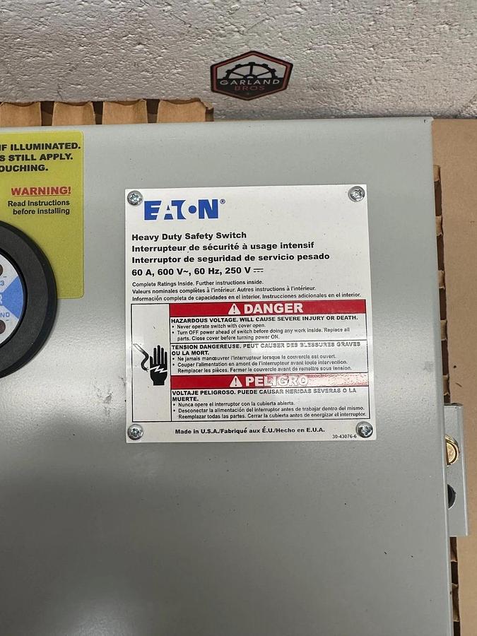 Used Eaton DEM362FDJB-00VT Heavy Duty Safety Switch, 60A, 600V, 60Hz *NEW!*