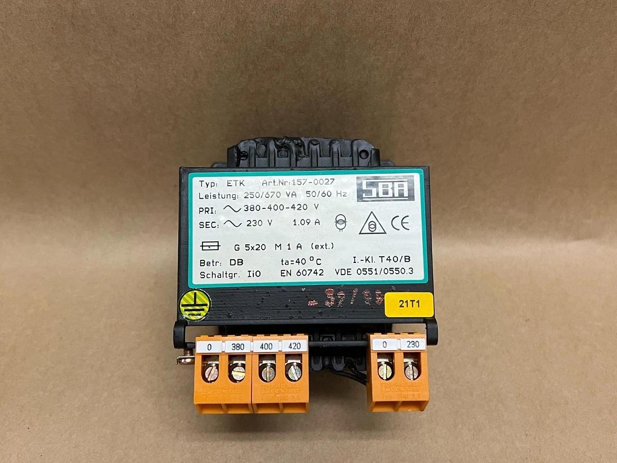 Used SBA ETK 157-0027 50/60Hz Transformer
