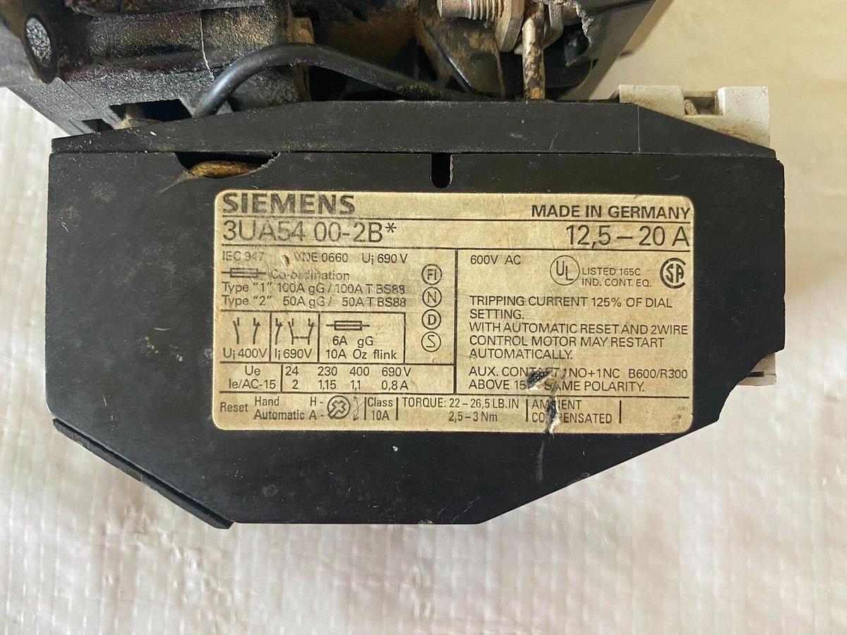 Used Siemens 3UA54 00-2B Circuit Breaker/Overload Relay