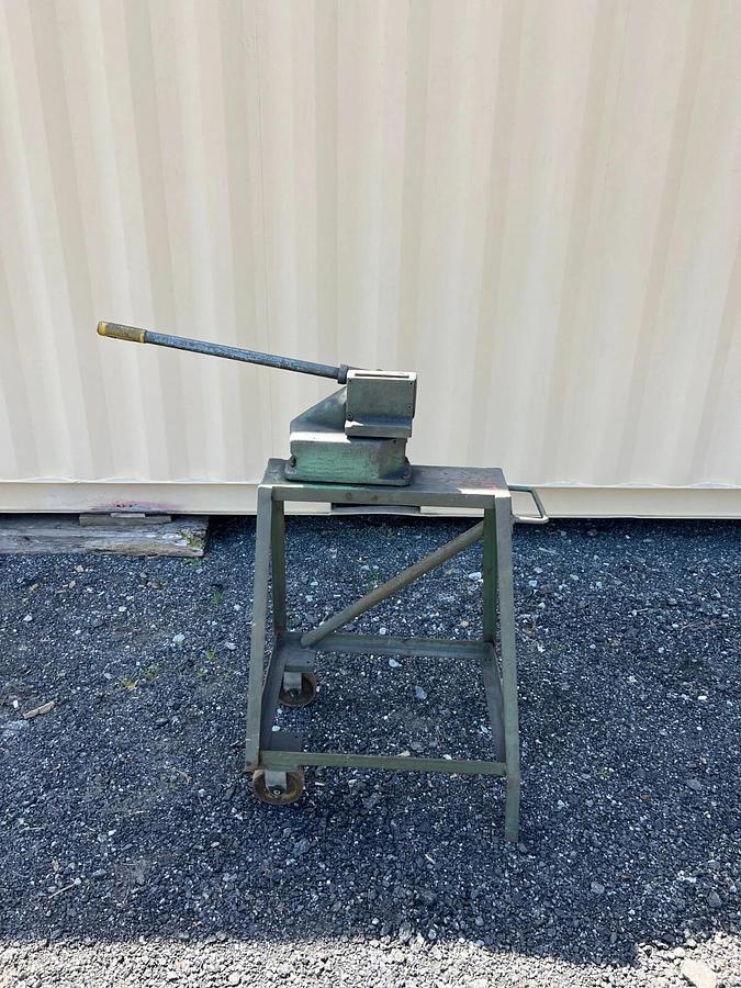 Used Roper Whitney Number 38, 3/16 Iron Shear Cutter, on Stand w/ Rollers