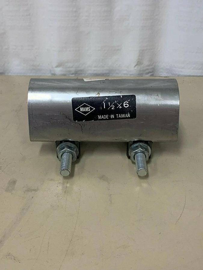 Used Industrial Pipe Clamps LOT of 4: 2-1/2" x 6", 1-1/2" x 6", 1-1/4" x 6", 1" x 6")