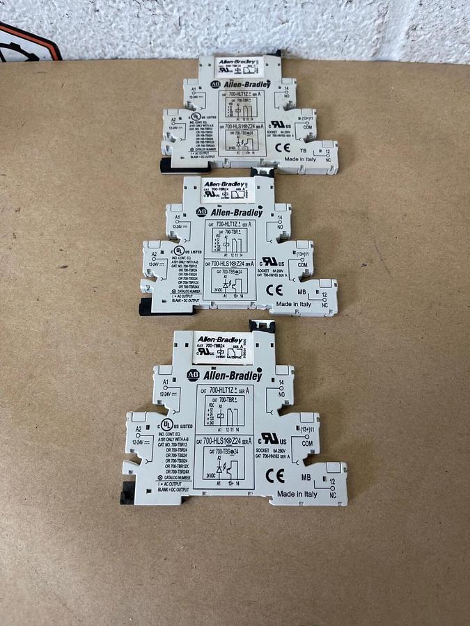 Used Allen Bradley 700-HLT1Z Terminal Block Relay w/ 700-TBR24 Relay - Lot of 3