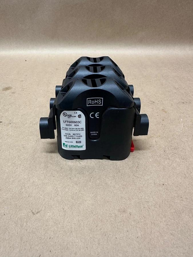 Used Littelfuse LFT600603C Class T Fuse Block w/ LFT60060FBC Fuse Block Cover (x3)