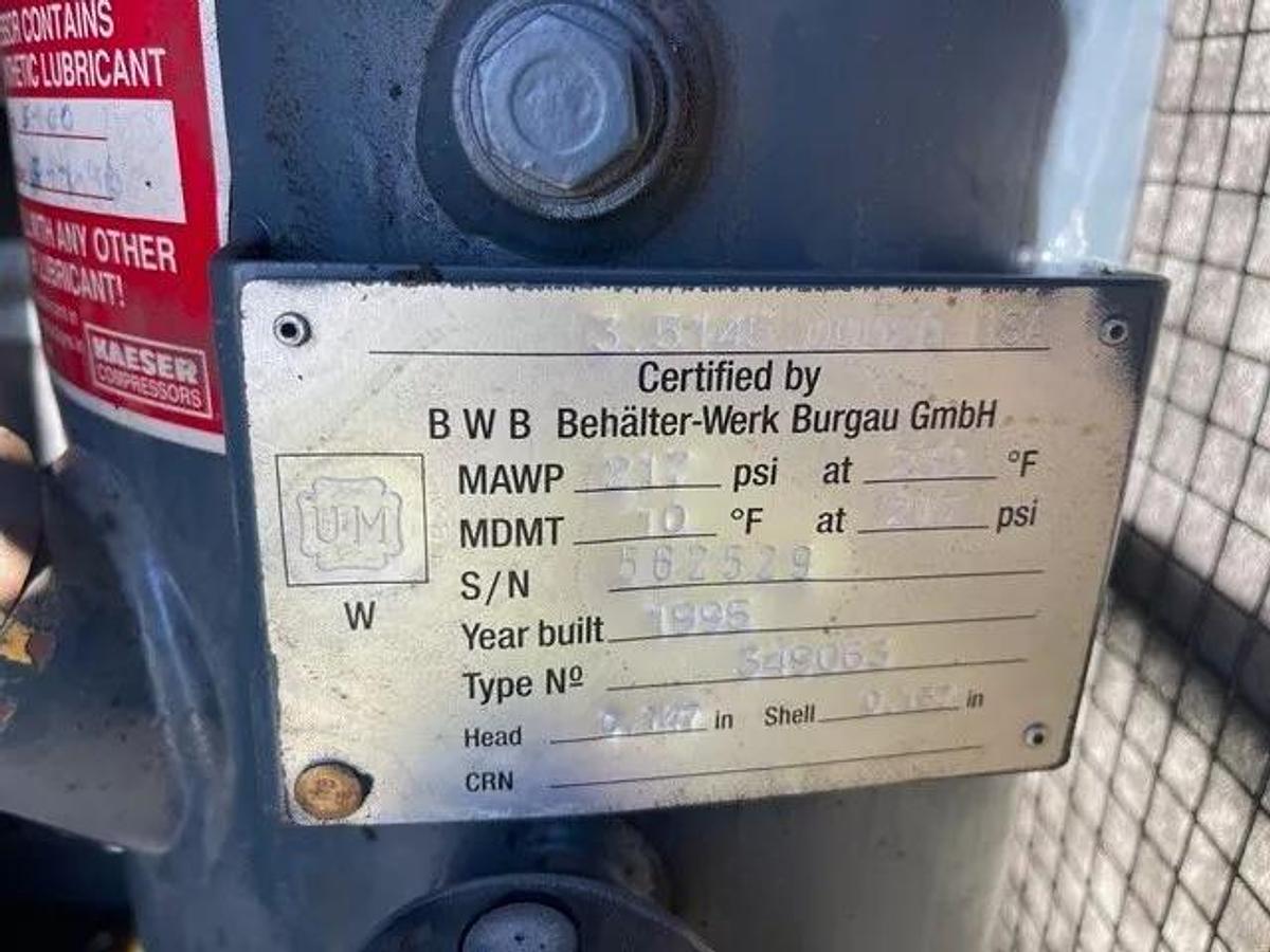 Used Kaeser AS 36 Rotary Screw Air Compressor, 30 HP, 110 PSIG, 135 RPM, MFG 1996