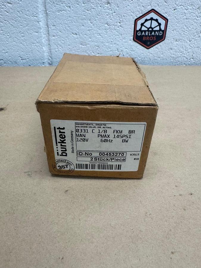 Burkert 00453270 Solenoid Valve, 145 Psi, 120V, 60Hz, 8W