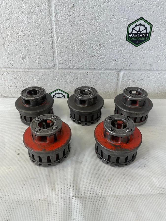 Used Ridgid Exposed Rachet Threader Set 17 Pieces, Ratchet Threader & Strap Wrench