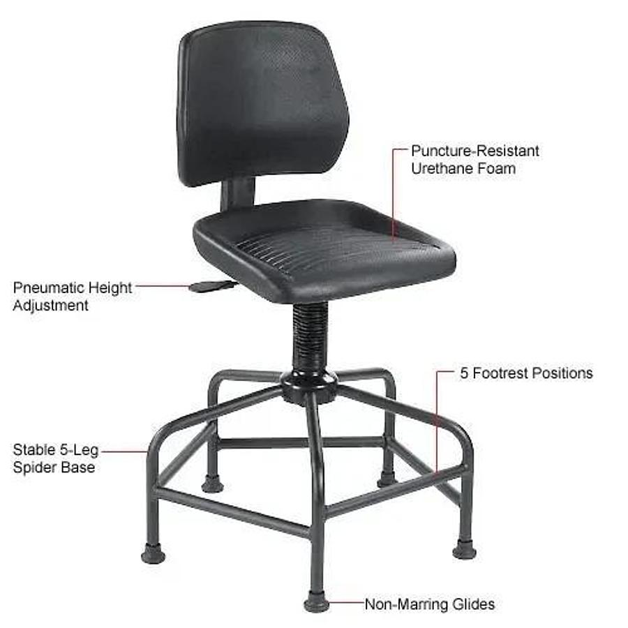Global Industrial 516125 Polyurethane Spider Base Stool (Black)