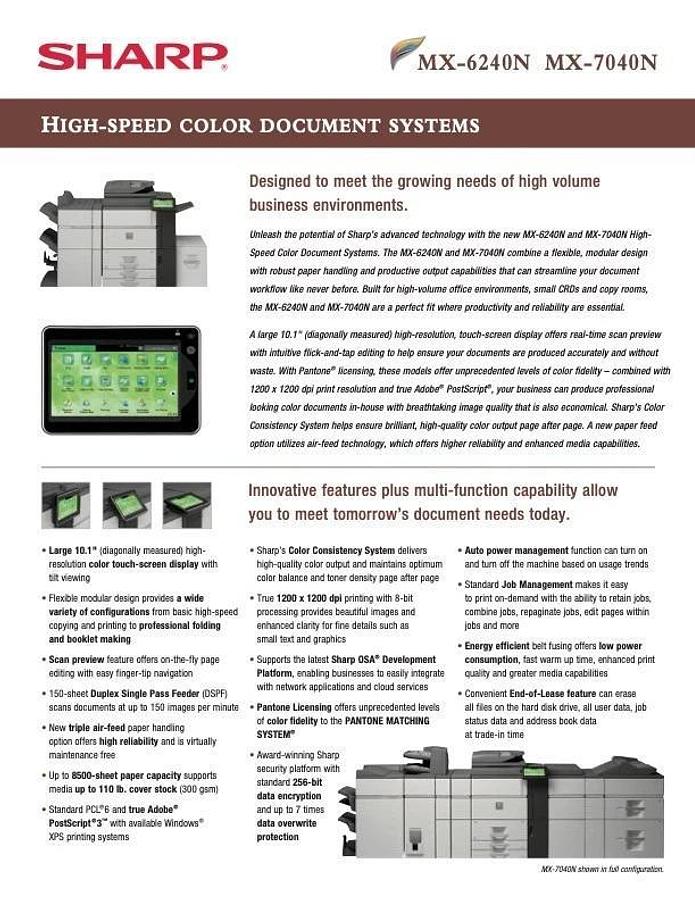 Used SHARP MX-6240N High-Speed Color Document System Copier/Printer GREAT CONDITION!