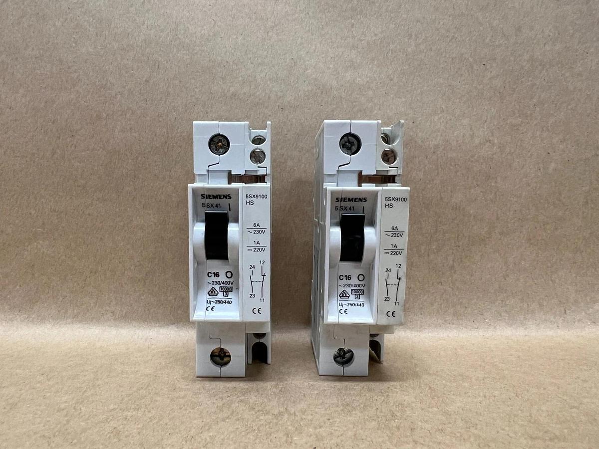 Used Siemens 5SX41 C16, 230/400V Circuit Breaker - Lot of 2