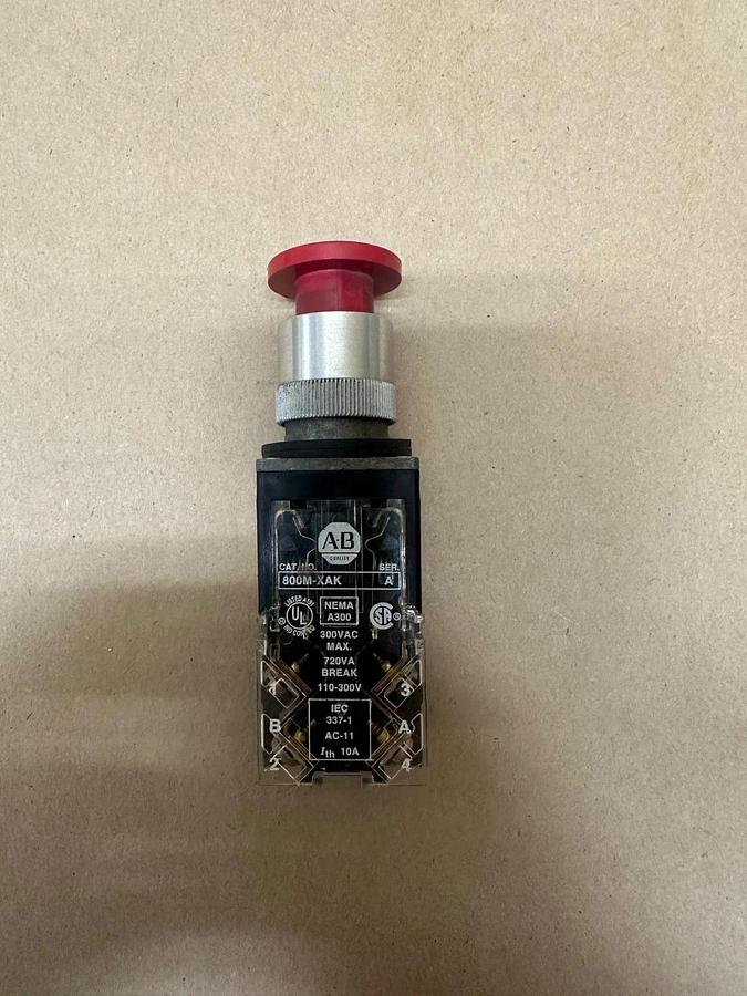 Used Allen Bradley 800MR-D6 Push Button Switch w/ 800M-XAK Contact Block