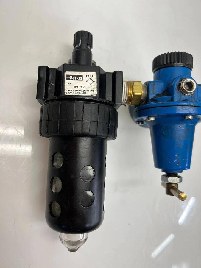 Used Parker 06L32BE Mist Lubricator w/ Coil Hose Pneumatics Pressure Regulator