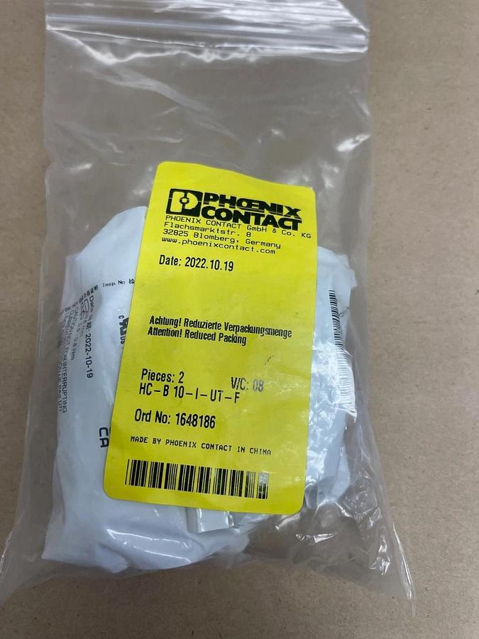 Used Phoenix Contact HC-B10-I-UT-F Contact Insert 1648186, Qty of 2 *NEW*