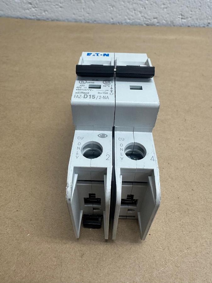 Used Eaton FAZ-D15/2-NA 2 Pole 15A Circuit Breaker *NEW*