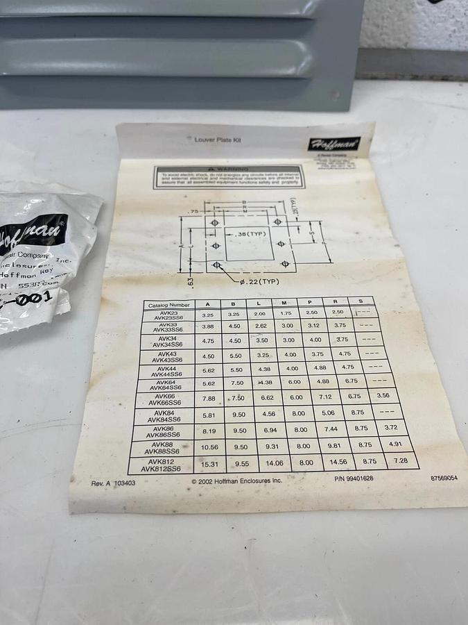 Hoffman AVK88 Louver Plate Kit