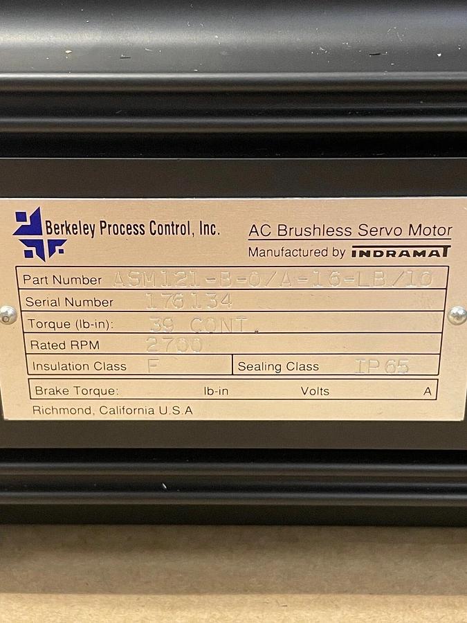 Used Berkeley Process Control ASM121-B-0/A-16-LB/10 Brushless Servo Motor