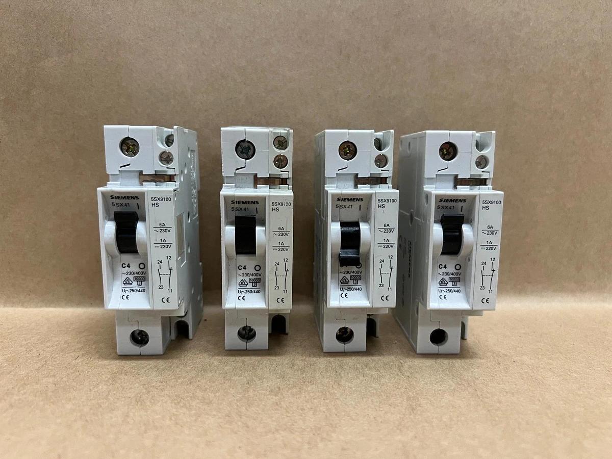 Used Siemens 5SX41 C4, 230/400V, Circuit Breaker - Lot of 4