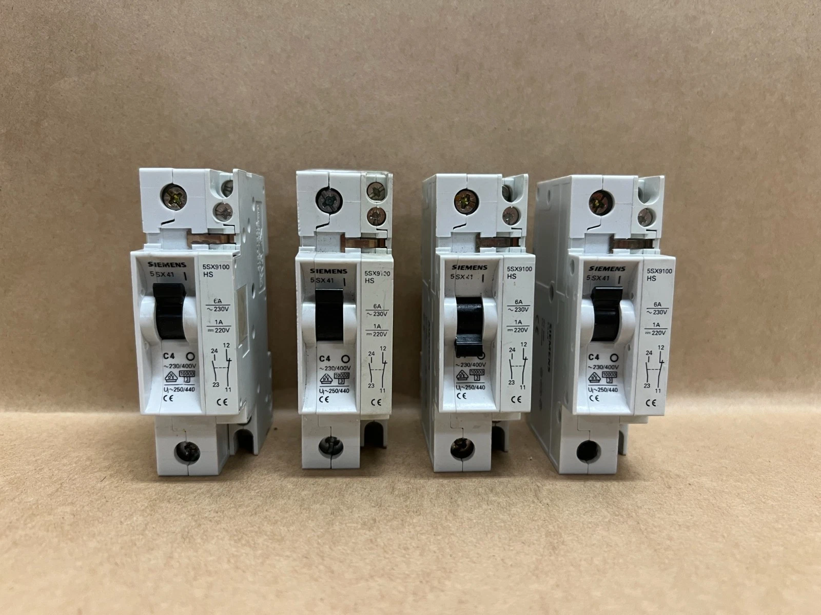 Used Siemens 5SX41 C4, 230/400V, Circuit Breaker - Lot of 4