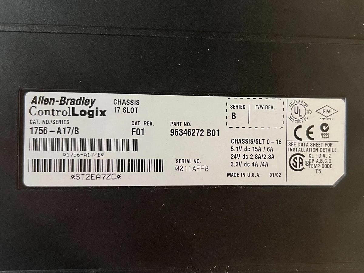 Used Allen Bradley 1756-A17/B 17 Slot Chassis *Broken End Piece*