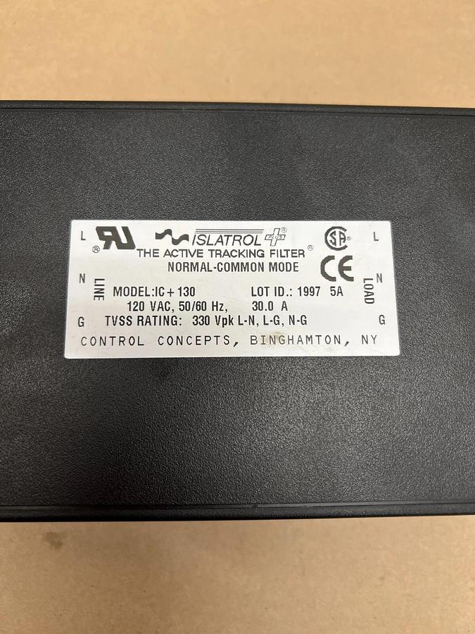 Used Islatrol IC + 130 Active Tracking Filter 120VAC, 50/60Hz, 30A