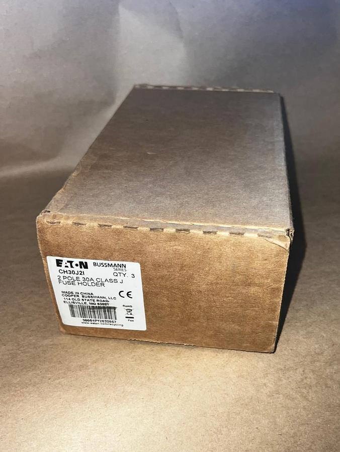 Used Eaton Bussmann Series CH30J2I 2 Pole 30A Class J Fuse Holder (Qty 3) *NEW*