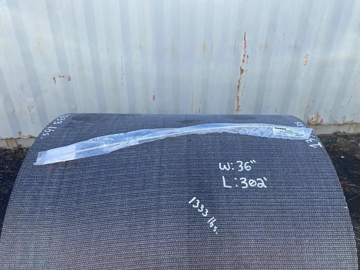 Used Conveyor Belt W: 36”, L: 205” Crescent Top with Lacing and Lacing Components