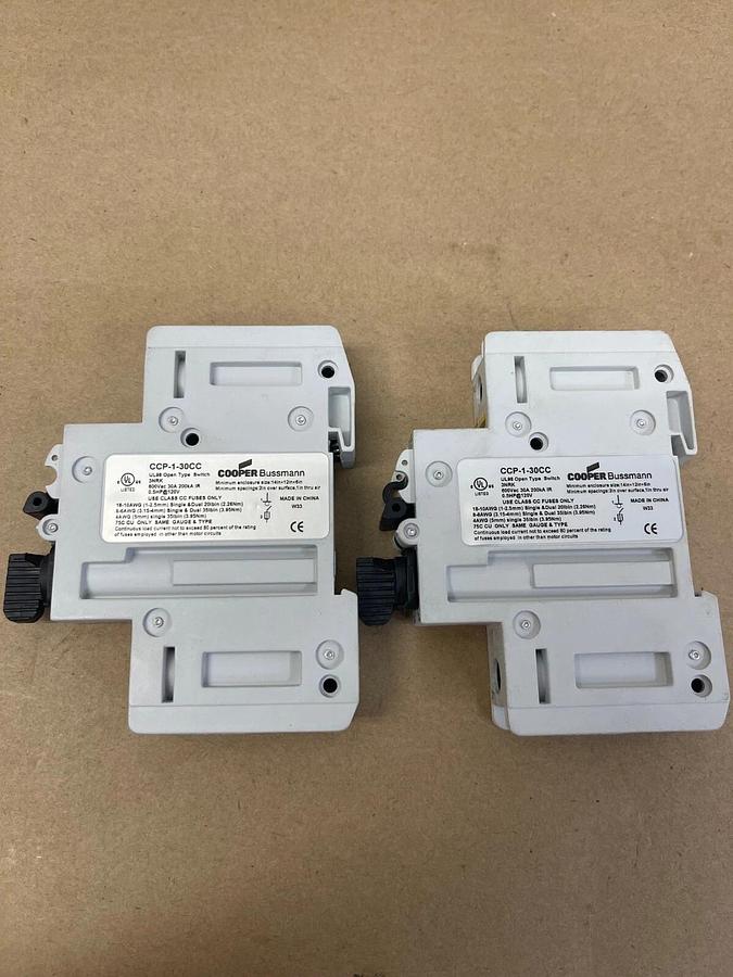 Used Cooper Bussmann CCP-1-30CC Circuit Breaker 600VAC, 30A - Lot of 2