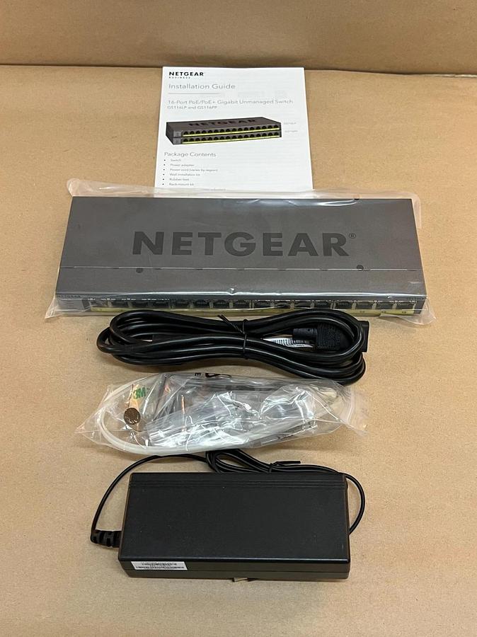 Used Netgear GS116LP 16-Port Gigabit Ethernet PoE + Unmanaged Switch *NEW*