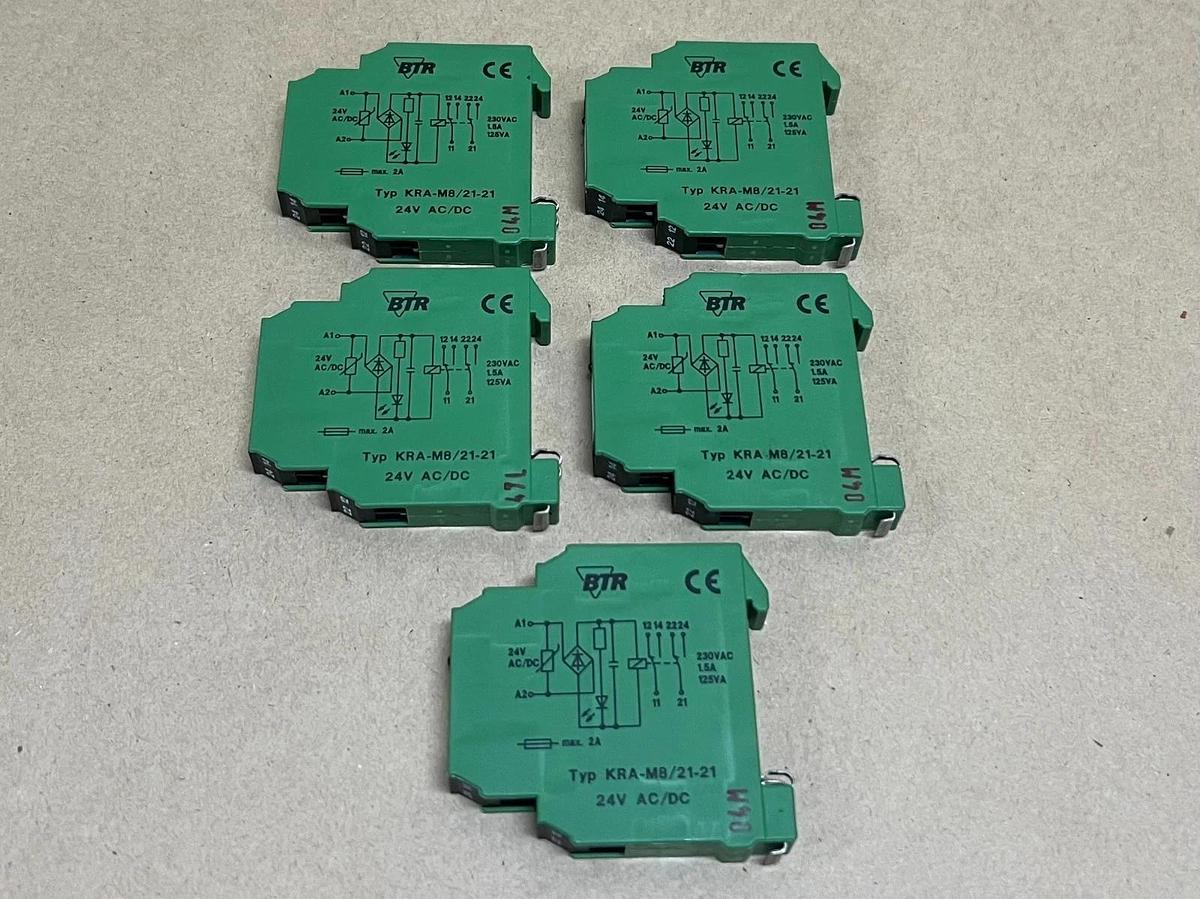 Used BTR KRA-M8/21-21 24V AC/DC Coupling Relay - Lot of 5